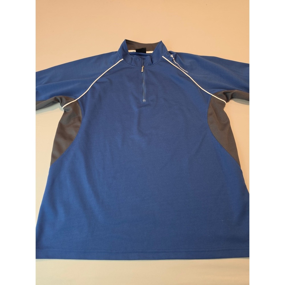 Dunlop Motorsport Mens Blue Grey Quarter Zip Short Sleeve Athletic Shirt LL XL